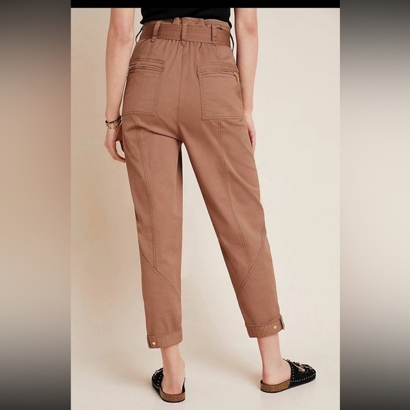 Anthropologie Ellie Embroidered Cotton Utility Pants with Belt 2 Tan - Picture 5 of 16